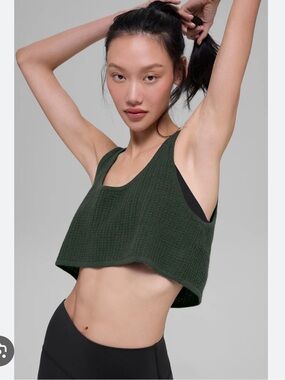 ALO Yoga 100% Cashmere Summer Daze Cropped Tank - Dark Cactus - Size Medium